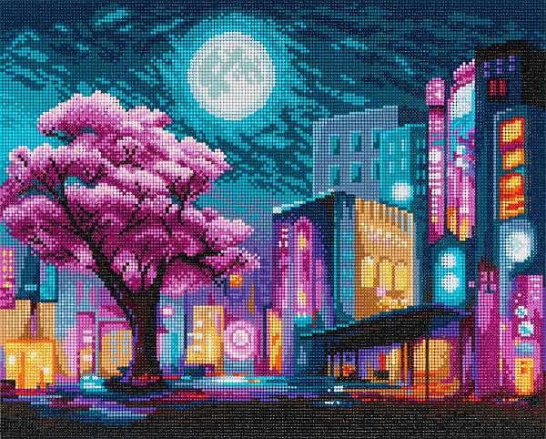 Алмазная мозаика 50*40 "ФРЕЯ" на подрамнике "Ночная Япония"