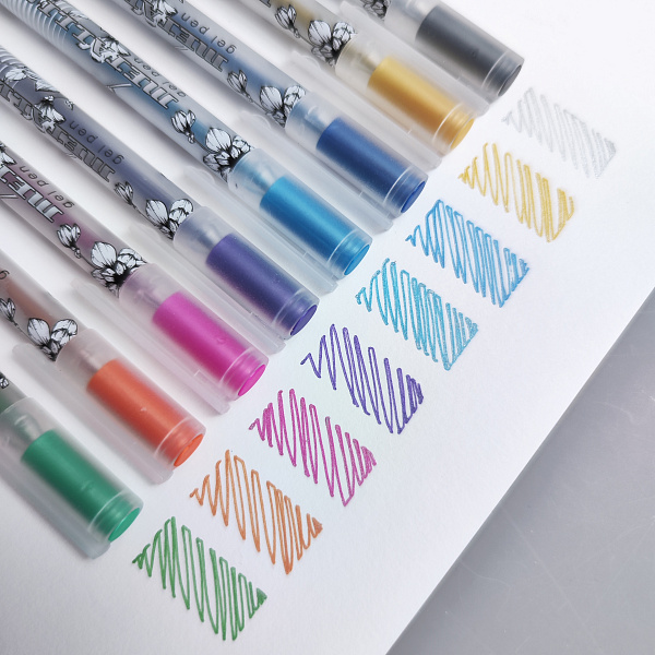 Набор ручек гелевых  8 шт. "Sketch&Art "Uni Write.METALLIC",  0.8 мм, 8  цветов 