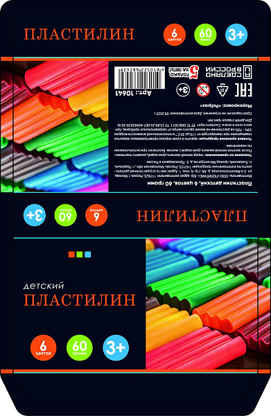 Пластилин 6 цв. 60 гр "5 только на пять!" 