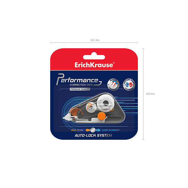 Корректирующая лента ErichKrause® Performance с фиксацией аппликатора auto-lock, 5мм х 6м (в блистере по 1 шт.)
