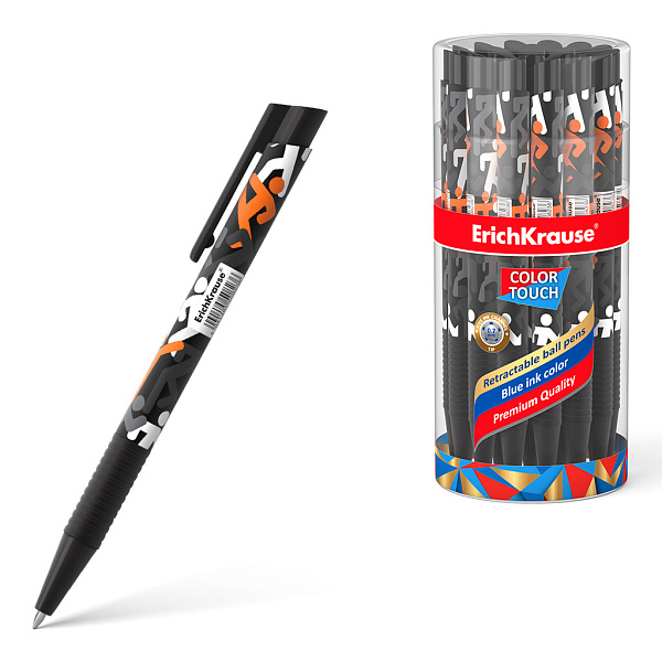 Ручка шариковая автоматическая ErichKrause® ColorTouch® Walkers, цвет чернил синий (в тубусе по 24 шт.)
