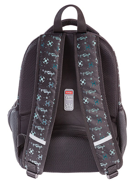 Рюкзак Hatber ERGONOMIC light -DRONE- 38х29х12,5см EVA материал светоотраж. 1 отделение 2 кармана и 1 потайной на спинке в комплекте с термосумкой