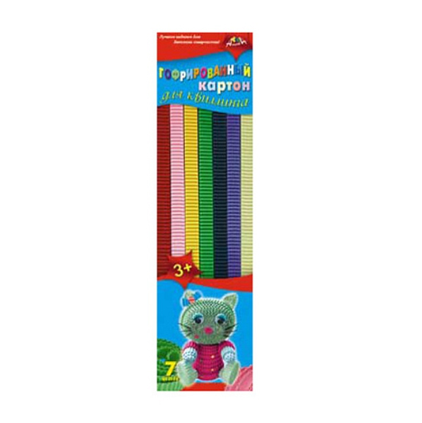 Картон гофр. д/квиллинга полоски 7цв. 300х10 "Кошечка" 