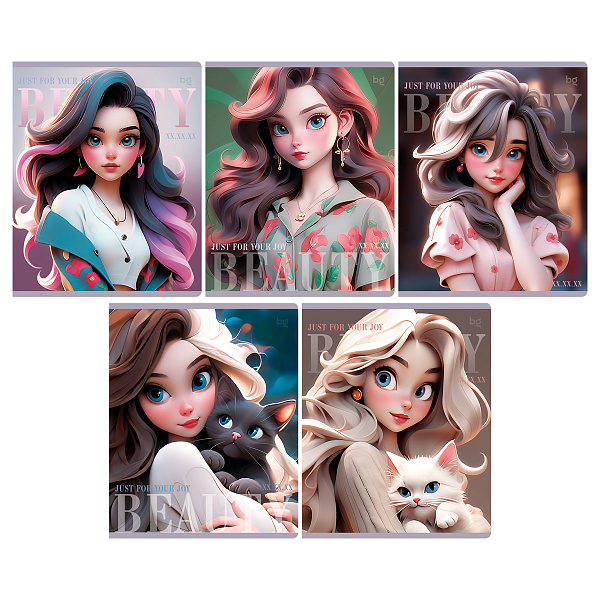 Тетрадь А5 40 листов в клетку,BG "Beauty", обложка мелованный картон, вд-лак, 60 г/м2