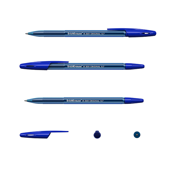 Набор из 4 ручек шариковых ErichKrause R-301 Stick Original 1.0, цвет синий, черный, красный, зелены