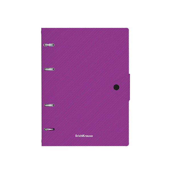 Тетрадь 80 листов в клетку пластиковая обложка на кольцах ErichKrause® Glance Vivid, на кнопке ассорти