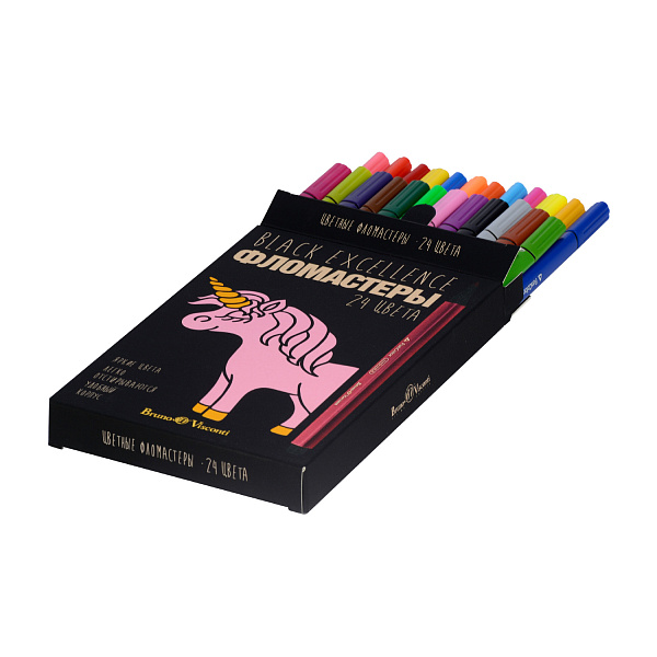 Фломастеры 24 цв. "BLACK EXCELLENCE"  4 ВИДА