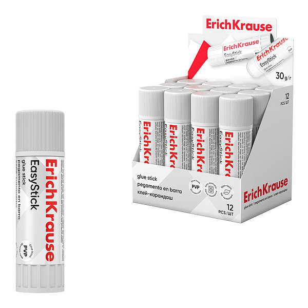 Клей-карандаш  30 г ErichKrause EasyStick, (в коробке-дисплее )