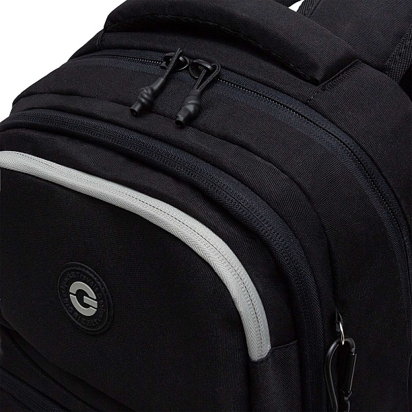 Рюкзак школьный с обвесом и картхолдером на держателе (/2 черный - серый)