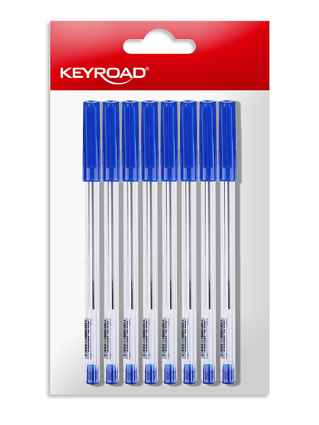 Ручка шариковая KEYROAD d 1,0мм, синяя, прозрачный корпус