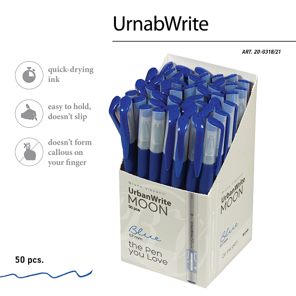 Ручка шариковая 0,7 мм "UrbanWrite.Moon" С ЧЕРНИЛАМИ НА МАСЛЯНОЙ ОСНОВЕ СИНЯЯ