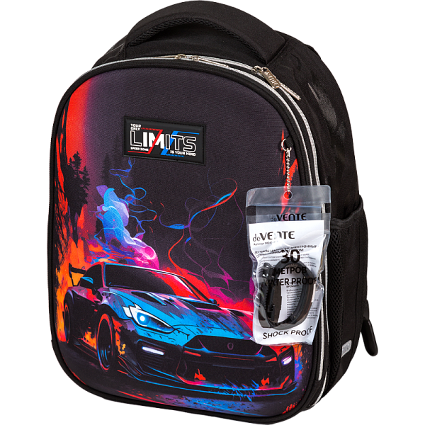 Рюкзак школьный "deVENTE. Choice Lite. Speed Zone" жесткий 38x29x17 см (17 л) вес 800 г, 1 отд. на молнии с разделителями для учебников, 1 отделение с органайзером, 2 боковых кармана сеткой на резинке, эргономичная формоустойчивая вентилируемая спинк
