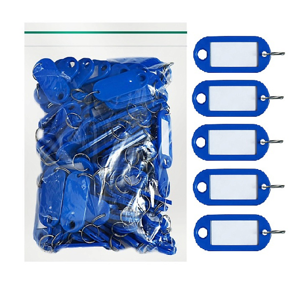 Набор брелоков для ключей 53х23 мм, окно 36х18 мм, 10 штук, цвет синий