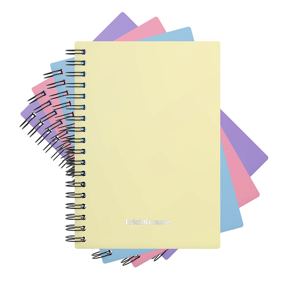 Тетрадь А6 80 листов в клетку пластиковая обложка на спирали ErichKrause Pastel, MIX-PACK