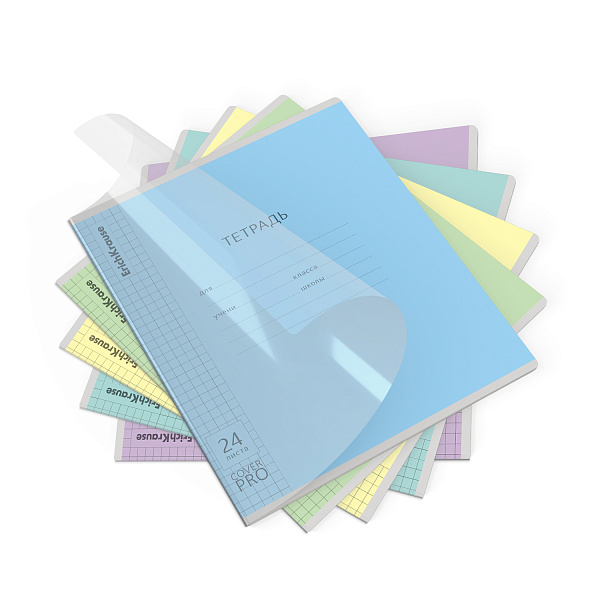 Тетрадь 24 л. кл. пластиковая обложка ErichKrause Классика CoverPrо glossy, А5+, на скобе MIX-PACK