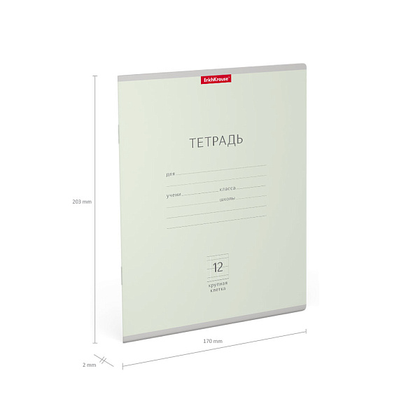 Тетрадь школьная ученическая ErichKrause® Классика Pastel ассорти, 12 листов, крупная клетка (в плёнке по 10 шт.)