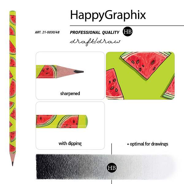 Карандаш ч/г HB "Happy Graphix. Fresh &  fruity. Арбуз" 