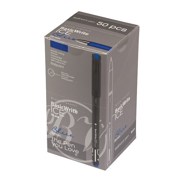 Ручка шариковая 0,5 мм Bruno Visconti "BasicWrite.Ice"  СИНЯЯ