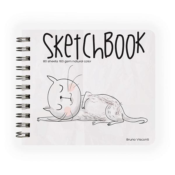 SKETCHBOOK 180х155 мм 80 л. 160 гр НА ГРЕБНЕ,  БЕЗ ЛИНОВКИ, 4 ДИЗАЙНА, МИКС