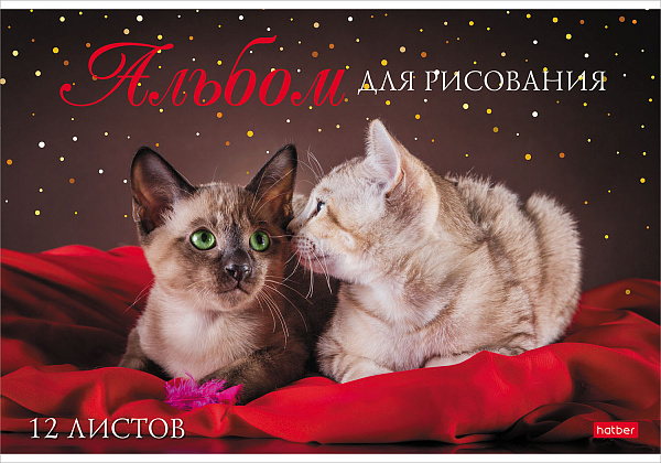 Альбом для рисования 12 листов, "Мы любим котиков", обложка мелованный картон, 100 г/м2
