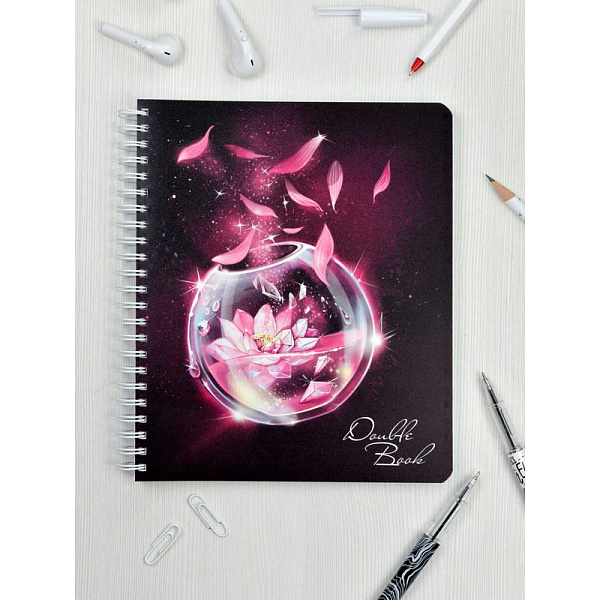 Тетрадь 100 л. кл./лин. греб. "Double book" "ВОЛШЕБНЫЙ ЭЛИКСИР" /А5, облож.- полипропилен, двойная тетрадь с 4-мя обложками/