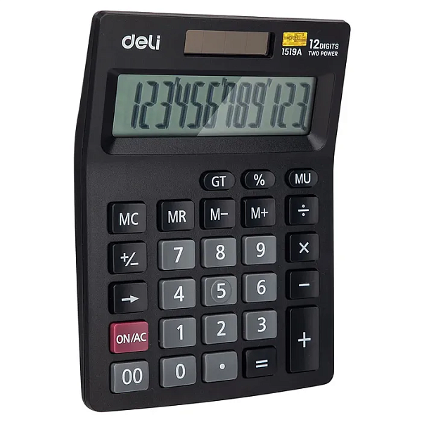 Калькулятор 12 разр., Deli черный 