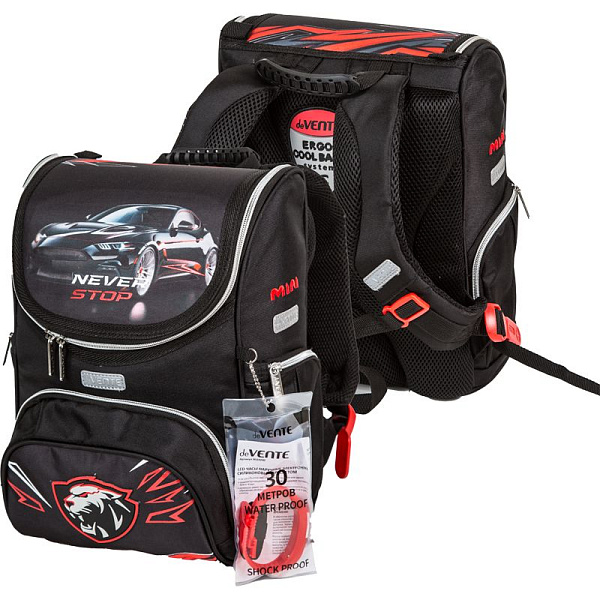 Ранец "deVENTE. Mini. Never Stop" школьный жесткий 35x26x20 см (14 л) вес 800 г, 1 отд. на замке с карманом для учебников, 1 передний карман на молнии, 2 боковых кармана на молнии с расширением, эргономичная формоустойчивая вентилируемая спинка и мяг