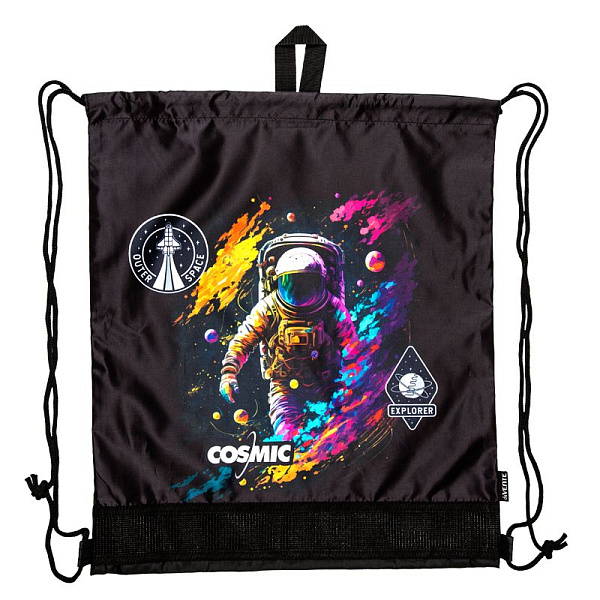 Сумка для сменной обуви "deVENTE. Cosmic" 40x47 см, водоотталкивающая ткань, на веревочной завязке, с вставкой из пластиковой сетки для вентиляции, с петлей для повеса и переноски