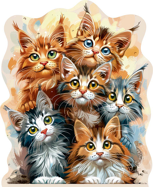 Пазл фигурный деревянный "Любознательные котята" 158 элемент. "ФРЕЯ"