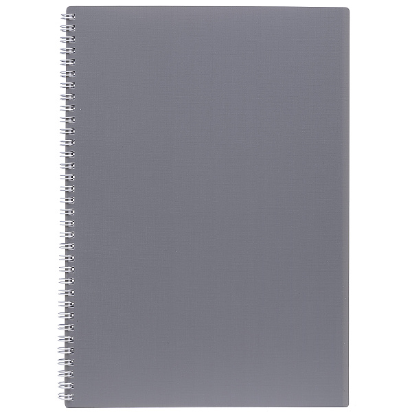 Тетрадь А4 80 листов в клетку на гребне Пластиковая обложка "Серая" Многоуров.перфорация 