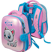 Рюкзак школьный "deVENTE. Choice. Cute Cat" жесткий 38x28x16 см (17 л) вес 1000 г, 1 отд. на молнии с разделителями для учебников, 1 отделение с органайзером, 2 боковых кармана сеткой на резинке, эргономичная формоустойчивая вентилируемая спинка (евр