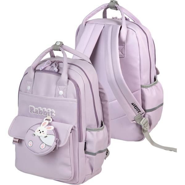 Рюкзак "deVENTE. Rabbit" подростковый 39x27x17 см (15 л) вес 500 г, высококачественный нейлон, двойные ручки, уплотненная спинка и уплотненные лямки, 2 отделения на молнии, 1 передний карман на молнии, 1 передний карман на липучке, кошелек на молнии,