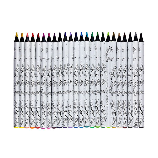 СКЕТЧ КАРАНДАШИ ЦВЕТНЫЕ "SKETCH&ART" УТОЛЩЕННЫЕ, ГРИФЕЛЬ 4 MM, 24 ЦВ. (10702070/290621/0195158,КИТАЙ)