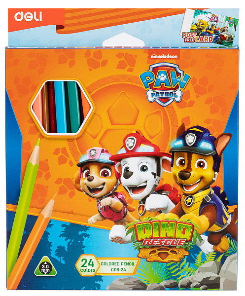 Карандаши 24 цв. Deli Paw Patrol тополь коробка/европод.