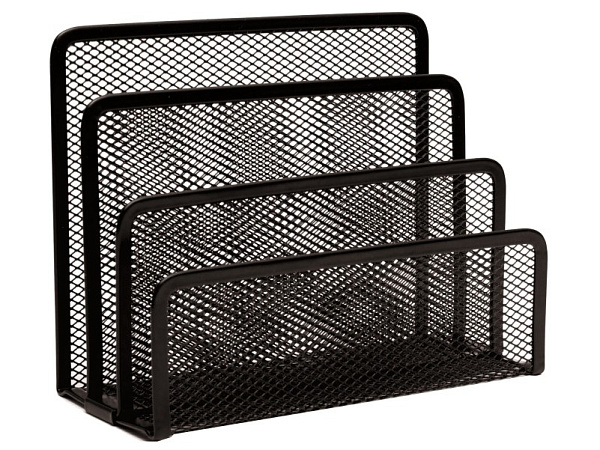 Подставка для бумаг INDEX, сетка, металл, 17*8*13.5см, черная