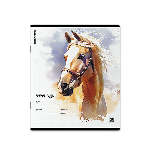 Тетрадь 18 листов в клетку ErichKrause Wild Mane, (в плёнке по 10 шт.)_MIX-PACK