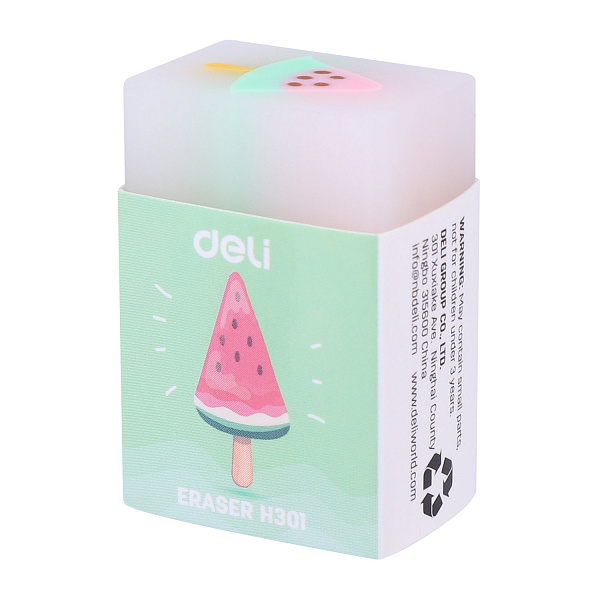 Ластик Deli прямоугольный 38х25х17мм ассорти индивидуальная картонная упаковка