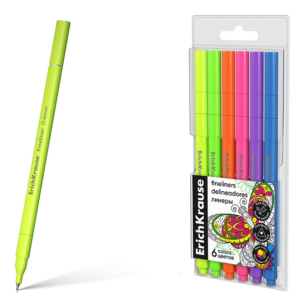 Линеры ErichKrause Art Spirit Neon 6 цветов (в футляре с европодвесом )