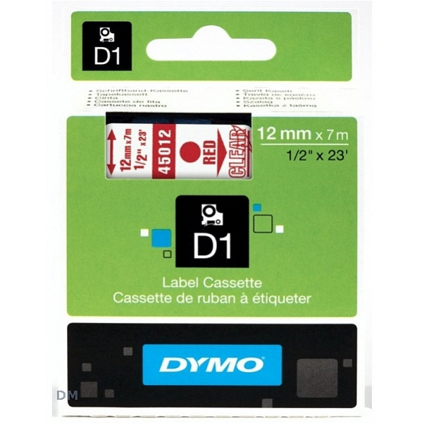 Катридж с лентой (пластик) D1 Poly 12мм*7м красный-серый