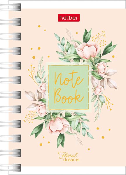Записная книжка А7 40 л. кл. на гребне "Floral dreams" 67х102мм 