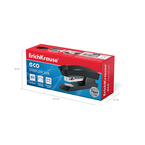 Степлер на 30 л. №24/6 ErichKrause ECO ассорти ЕК