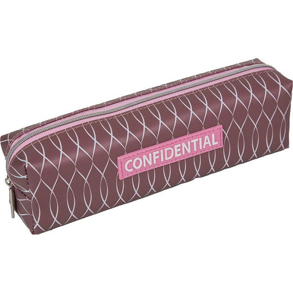 Пенал "deVENTE. Confidential" 21x5x4,5 см, прямоуг.для 30 пр.матовая иск.кожа с дизайном, на молнии