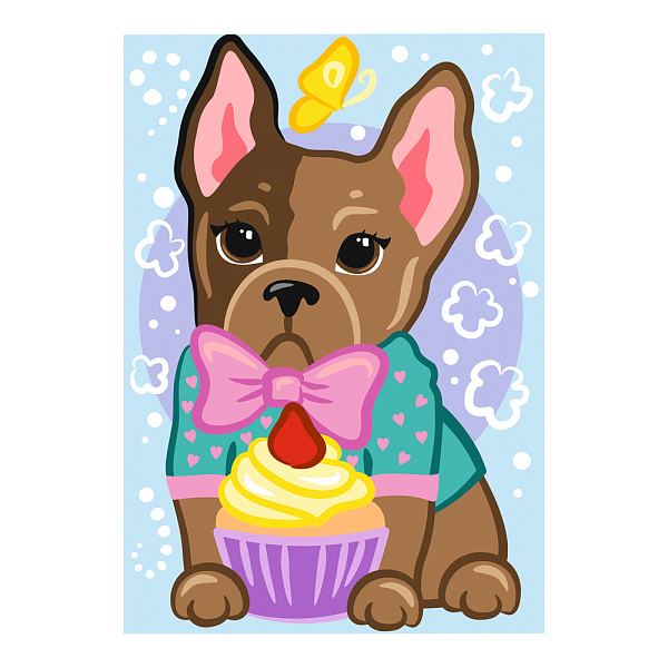 Картина по номерам 20*30 "Модный щеночек"