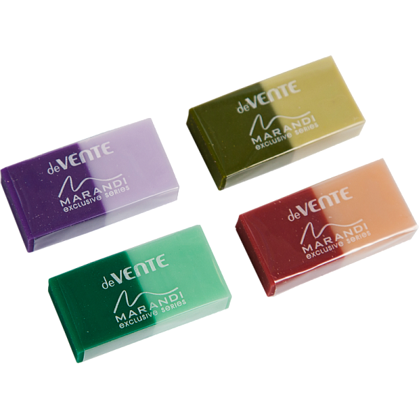 Ластик "deVENTE. Marandi" синтетический (ECO-PVC), прямоугольный двухцветный, 44x22x11 мм, dust-free, в индивидуальной упаковке со штрих кодом, в картонном дисплее