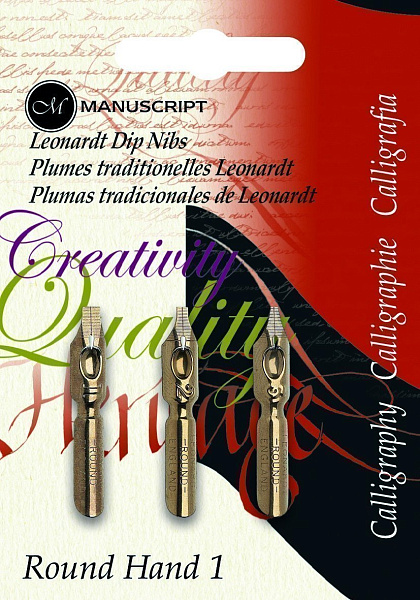 Набор перьев 3шт Manuscript Round Hand 1 с накопителем блистер