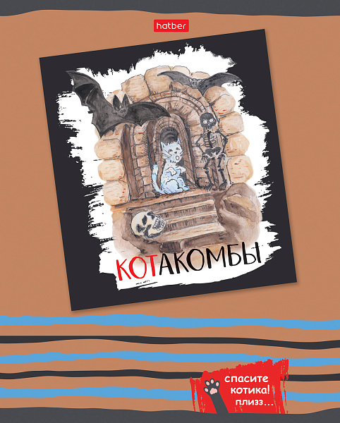Тетрадь 48 л. кл. "Спасите котика" 5 диз.в блоке скругл.углы 