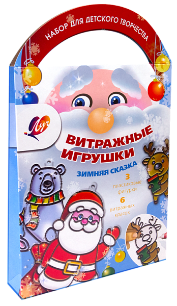 Набор красок по стеклу с трафаретом "Зимняя сказка" Луч