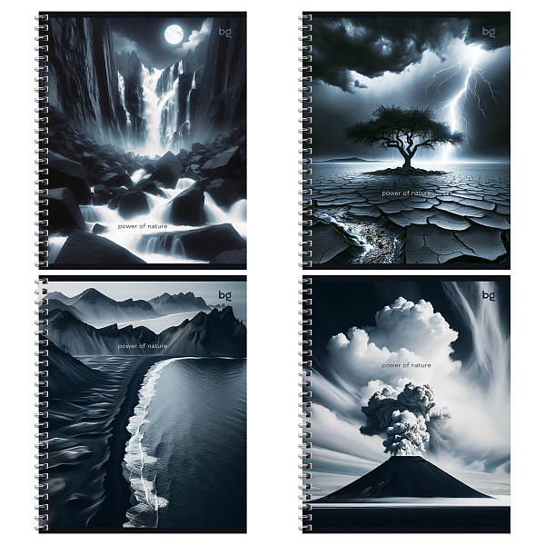 Тетрадь А5 48 листов в клетку на гребне, BG "Сила природы", обложка мелованный картон, вд-лак, 60 г/м2, эконом