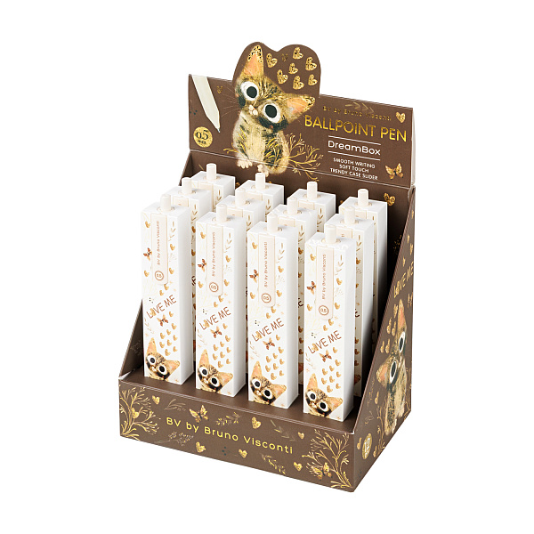 Ручка шариковая автомат. 0,5 мм "DREAMBOX.LOVE ME.МИЛЫЙ КОТИК" СИНЯЯ, В ПОДАРОЧНОМ ПЕНАЛЕ