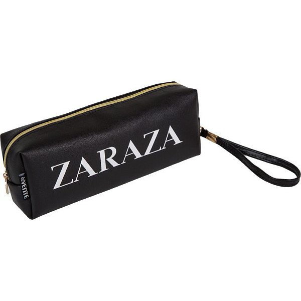 Пенал-косметичка "deVENTE. ZARAZA" 21,5x8x5 см, прямоугольный для 75 предметов, на молнии, матовая черная искусственная кожа до -40C, с ручкой-петлей на карабине, 3 дизайна ассорти, индивидуальная упаковка